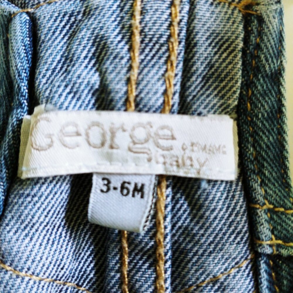 George Distressed Ruffle Denim Shortalls 3-6 Months - Picture 9 of 10